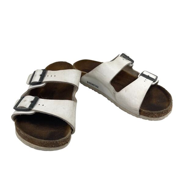 Birkenstock Girls White Leather Play Slip On Sandals Shoes Sz 1/32 205 L1 Beach - Picture 2 of 9
